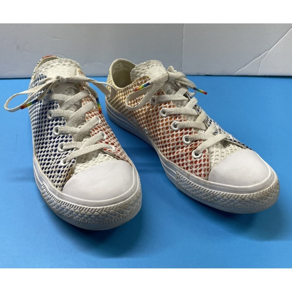 Converse Rainbow Pride Mens 8 Women 10  White Mesh LGBTQ Chuck Taylor Shoes.